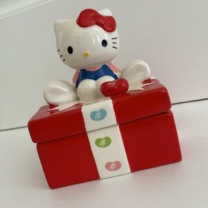Hello‎ Kitty Jelly Belly Red Ceramic Candy Jar Gift Square Box Lid 2013